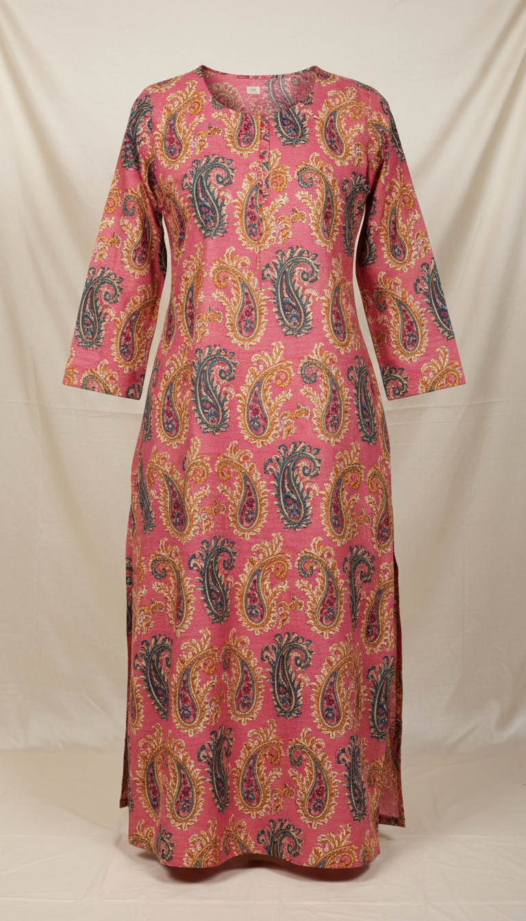 Cotton Kurti With Retro Print