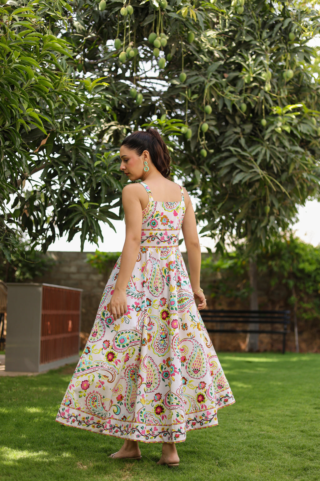 Printed Pure Cotton Fit & Flared Midi Dress