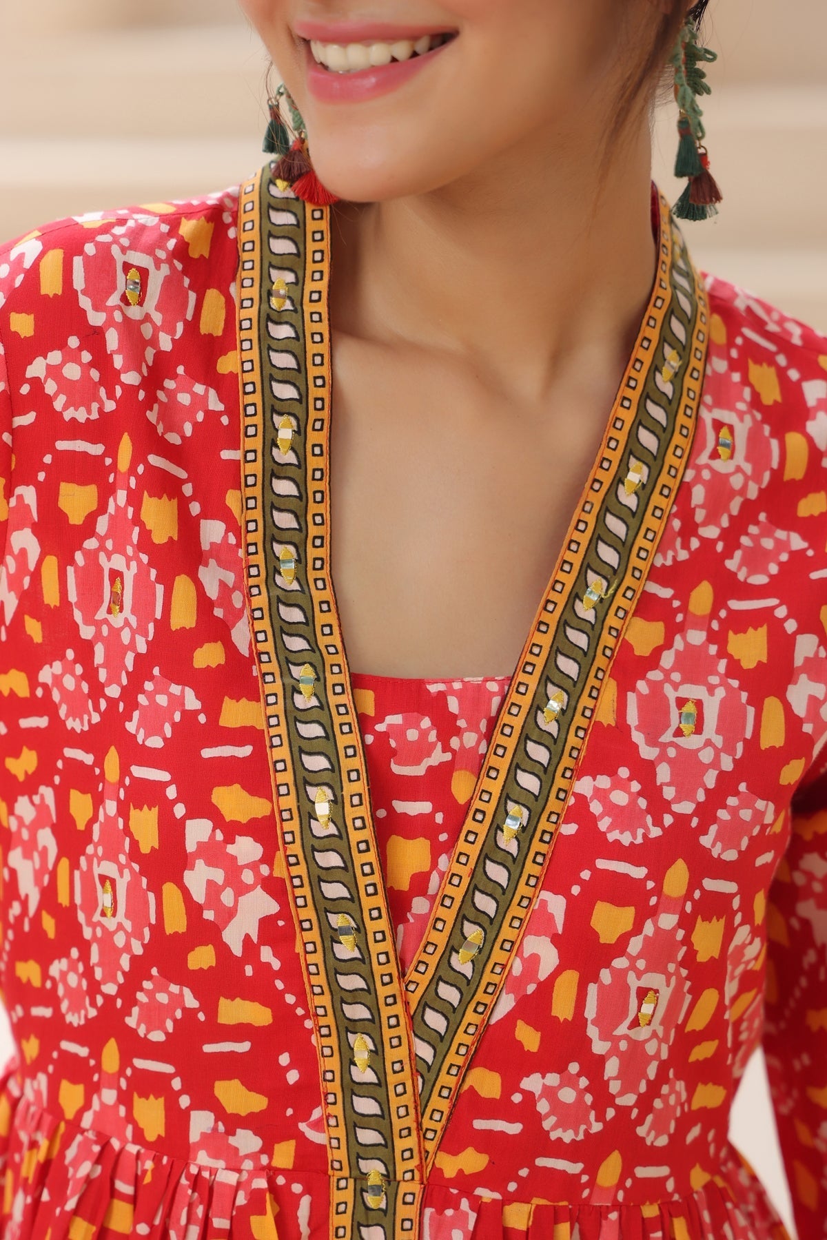 Floral Printed Cotton Empire Longline Top