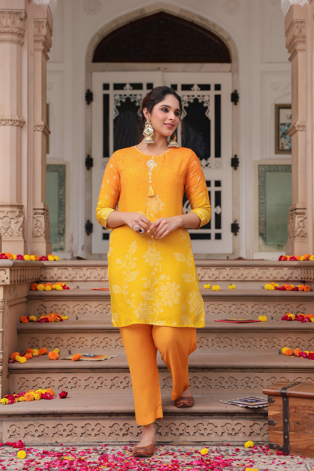 Printed Round Neck Tunic With Trouser
