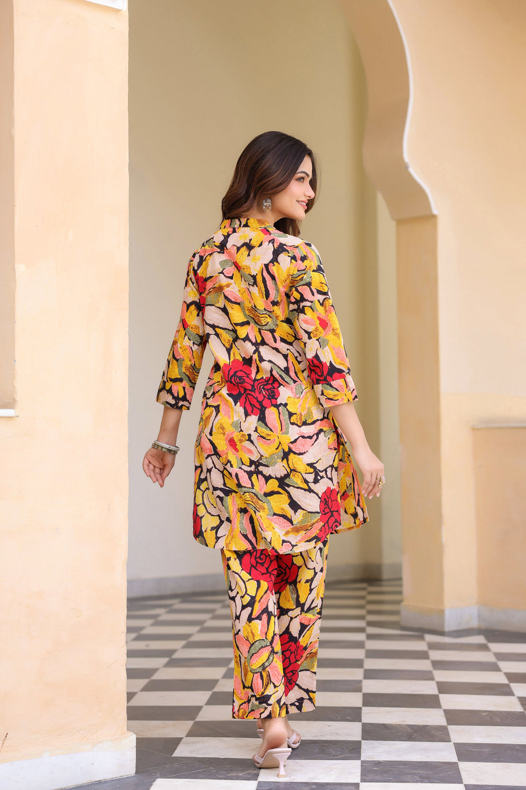 Floral-Printed Cotton Tunic With Trouser Co-Ords