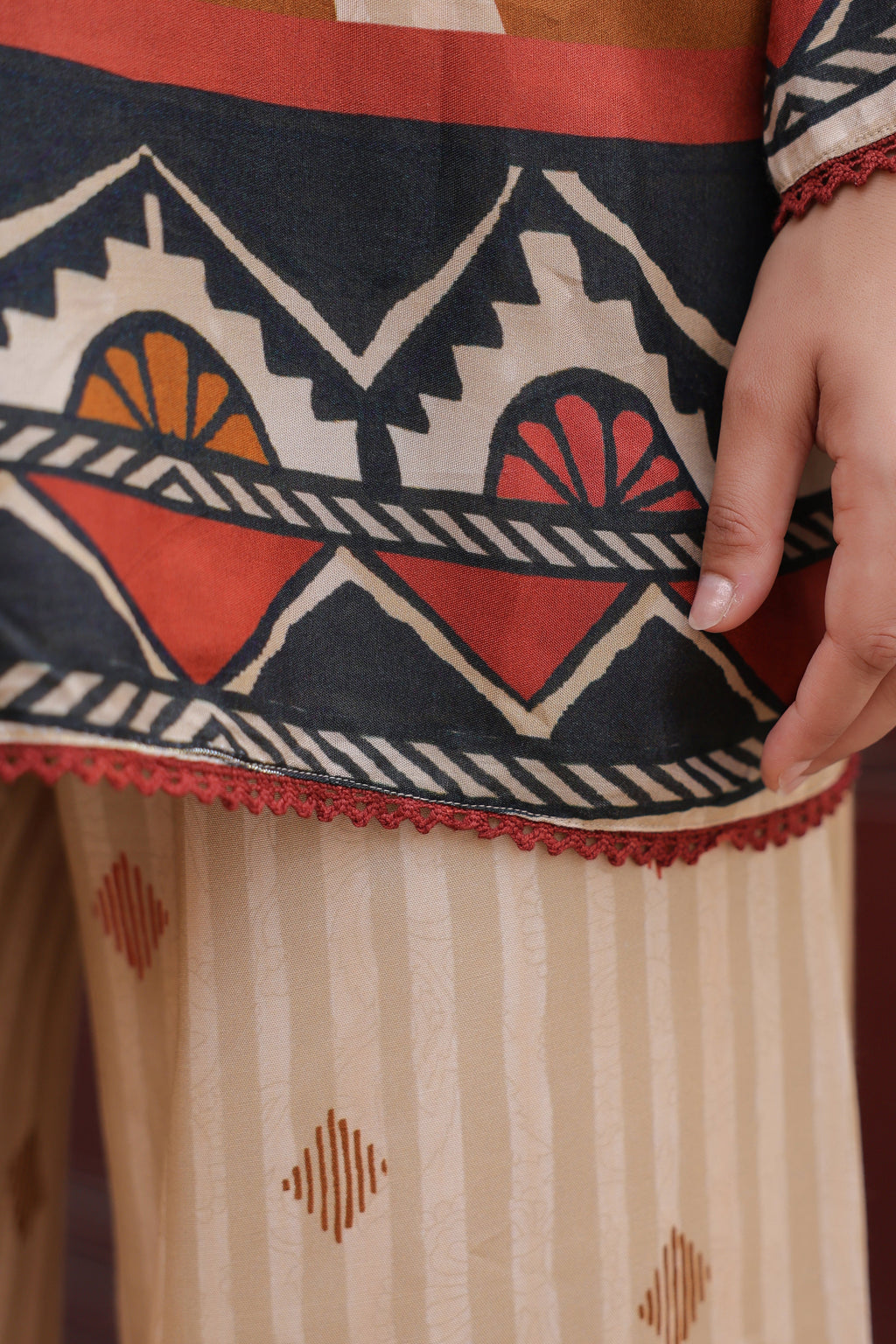Printed Round Neck Tunic With Trouser