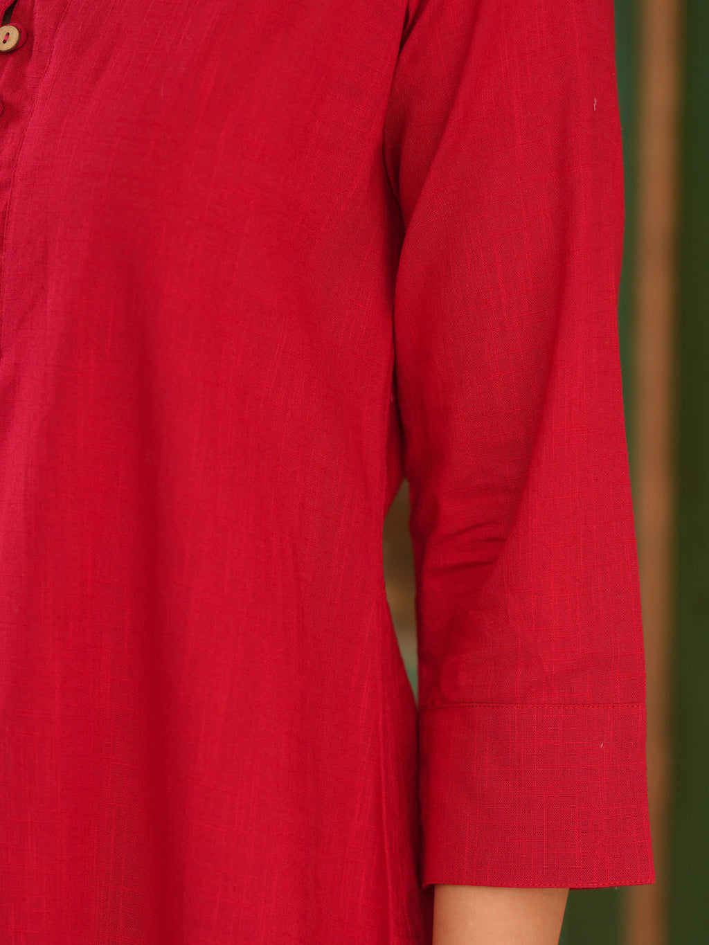 Women Solid Cotton Kurta with Trousers