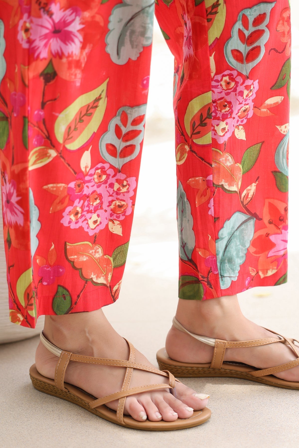 Printed Pure Cotton Notch Neck Tunic With Trouser Co-Ords